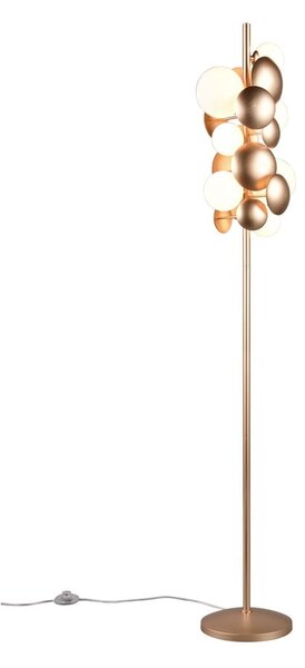 Lampa stojąca w biało-złotym kolorze ze szklanym kloszem (wys. 155 cm) Bubble – Trio Select