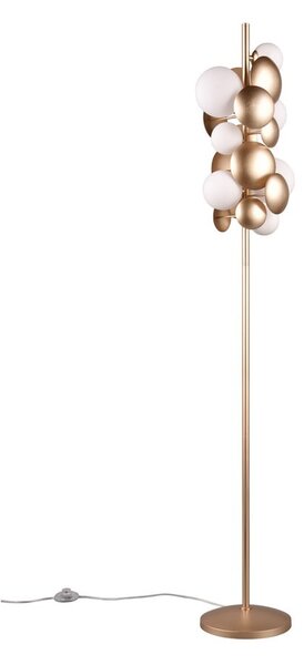 Lampa stojąca w biało-złotym kolorze ze szklanym kloszem (wys. 155 cm) Bubble – Trio Select