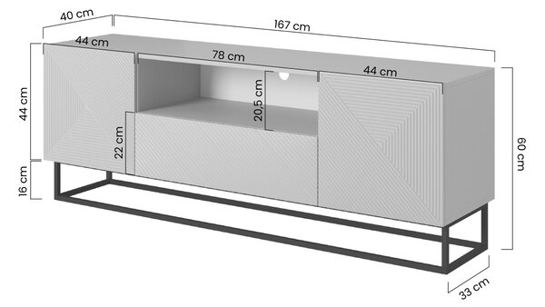Szafka RTV Asha 167 cm z szufladą i metalowym stelażem - artisan / czarny mat