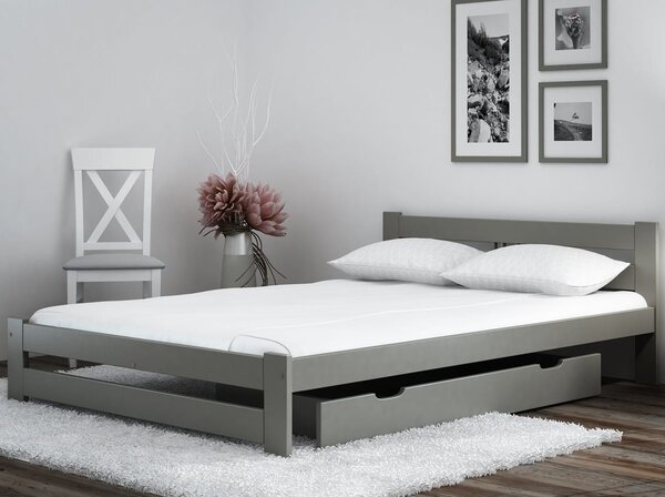 Łóżko ekologiczne drewniane Oliwia 140x200 Szare