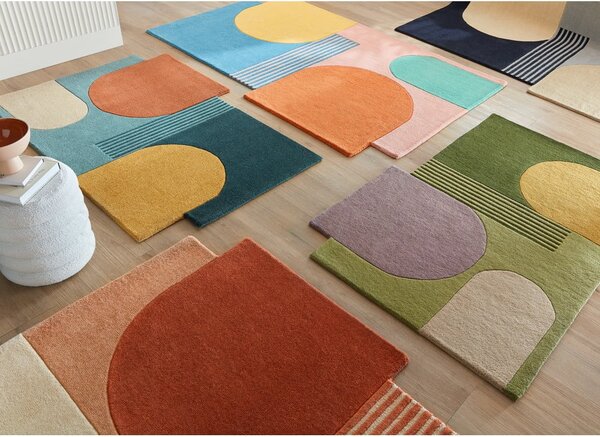 Zielony wełniany dywan tkany ręcznie 120x180 cm Lozenge – Flair Rugs