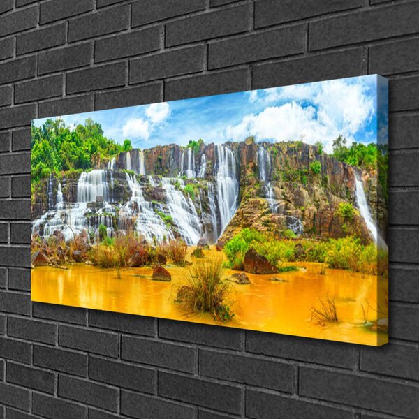 Obraz canvas Ukryty Wodospad w Lesie