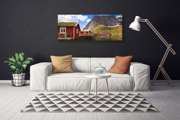 Obraz canvas na ścianę Osada nad Górskim Jeziorem