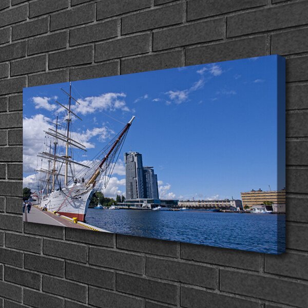 Obraz canvas Portowa Panorama z Łodzią