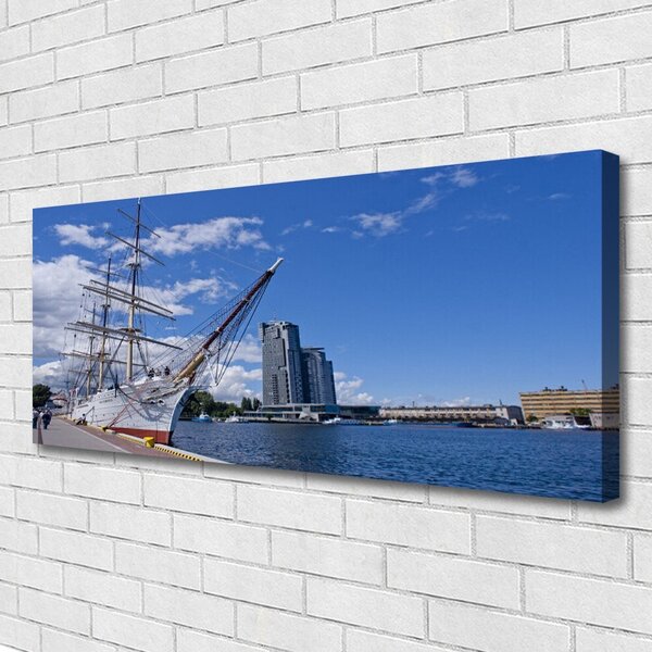 Obraz canvas Portowa Panorama z Łodzią