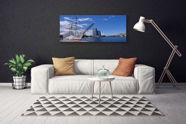 Obraz canvas Portowa Panorama z Łodzią