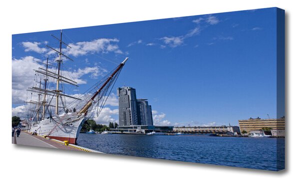 Obraz canvas Portowa Panorama z Łodzią