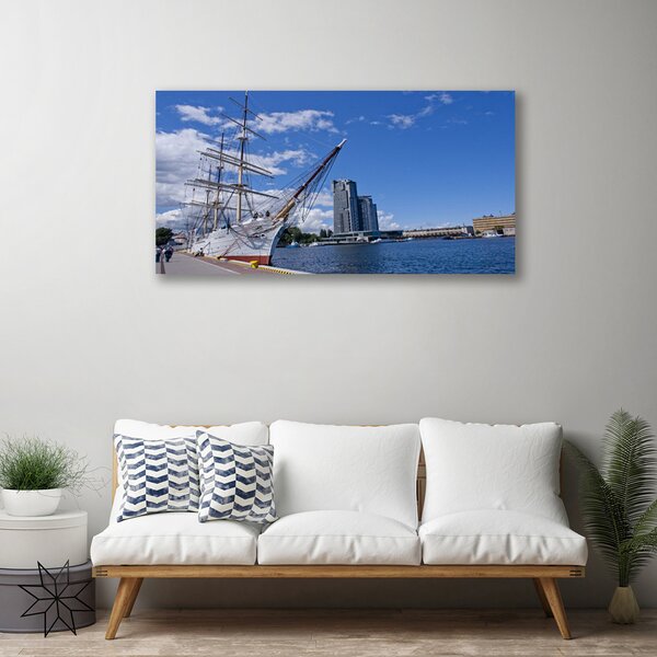 Obraz canvas Portowa Panorama z Łodzią