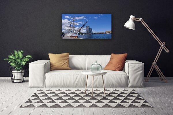Obraz canvas Portowa Panorama z Łodzią