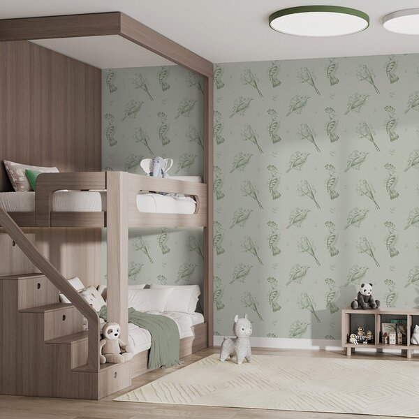 Tapety Ptasie toile: szkice ptaków na szaro-zielonym tle, Tapety Zwierzęta, Tapety Ptaki, a00656v1 : Uwalls.pl