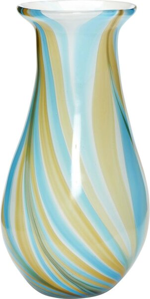 Wazon Hübsch 30 cm beżowo-niebieski szklany