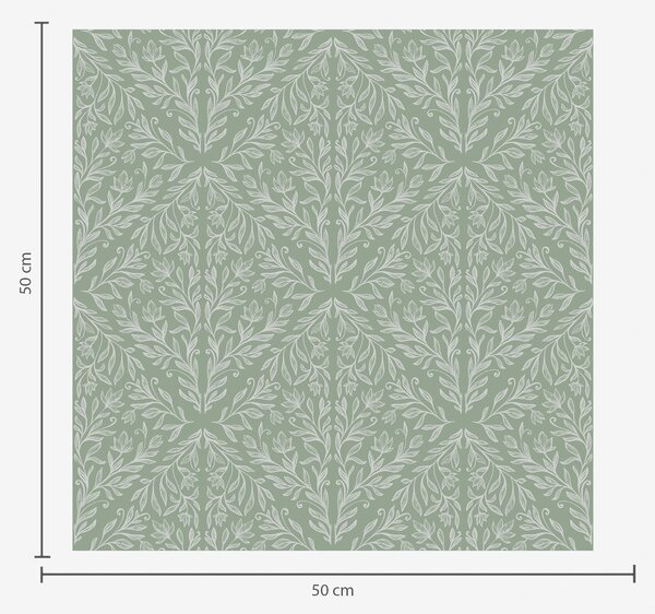 Tapety Botaniczny adamaszek na miętowo-oliwkowym tle, Tapety Z kwiatami, a00815 : Uwalls.pl
