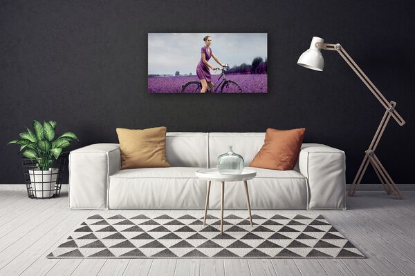 Obraz Canvas Kobieta Rower Łąka Człowiek