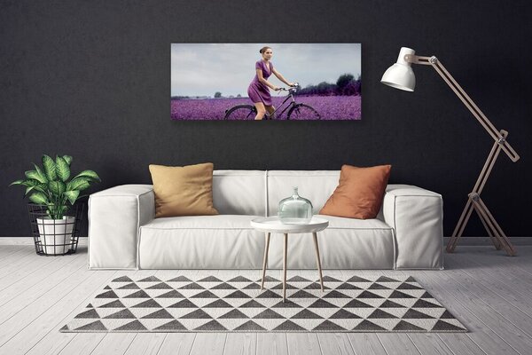 Obraz Canvas Kobieta Rower Łąka Człowiek