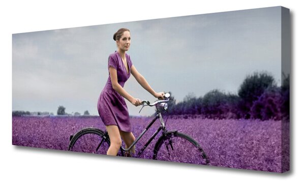 Obraz Canvas Kobieta Rower Łąka Człowiek