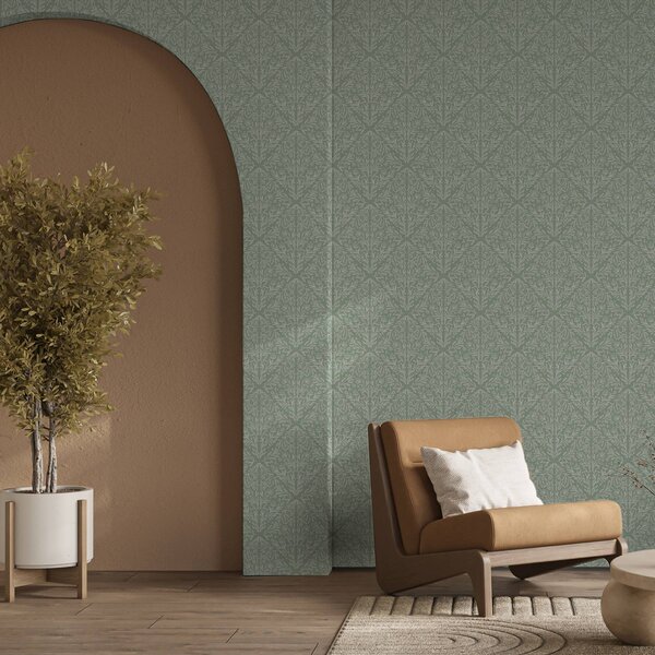 Tapety Botaniczny adamaszek na miętowo-oliwkowym tle, Tapety Z kwiatami, a00815 : Uwalls.pl
