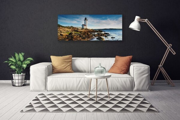 Obraz canvas Klasyczna Latarnia na Brzegu