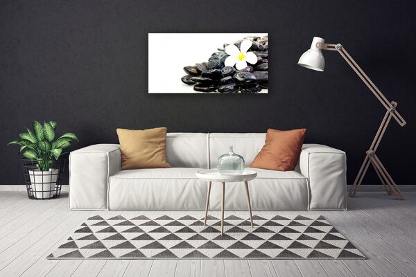 Obraz canvas Harmonia Zen: Kwiaty i Skała