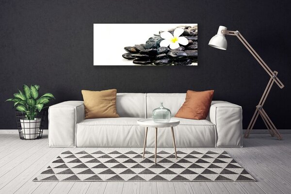 Obraz canvas Harmonia Zen: Kwiaty i Skała