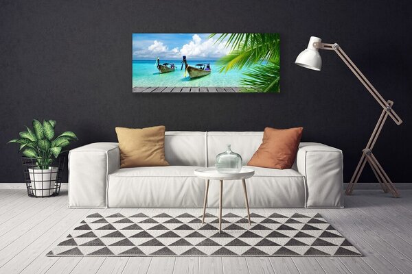 Obraz canvas Kolorowe Łodzie na Falach