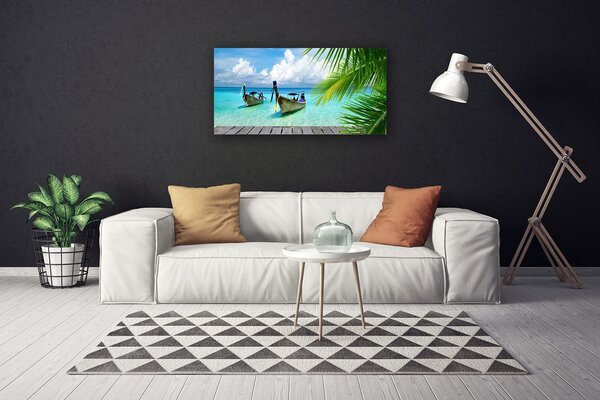 Obraz canvas Kolorowe Łodzie na Falach
