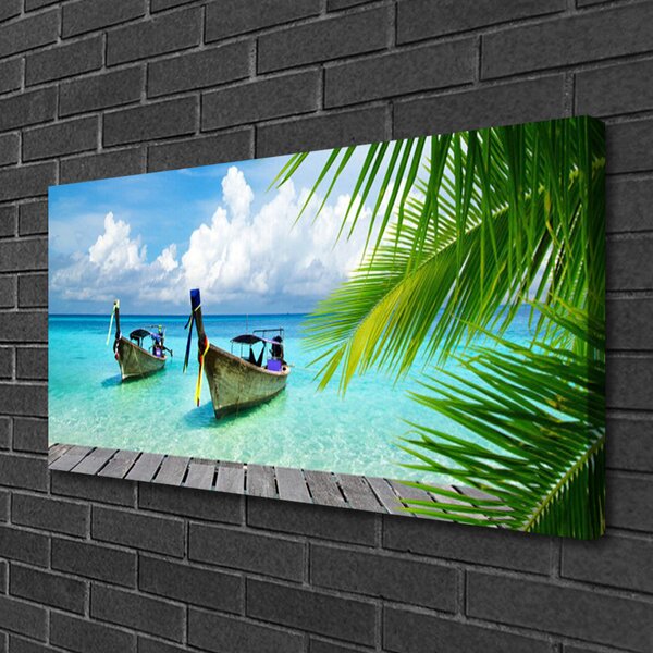 Obraz canvas Kolorowe Łodzie na Falach