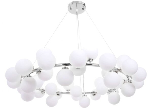 LAMPA WISZĄCA NOWOCZESNA CHROMOWANA BIAŁE KULE MARSIADA 40