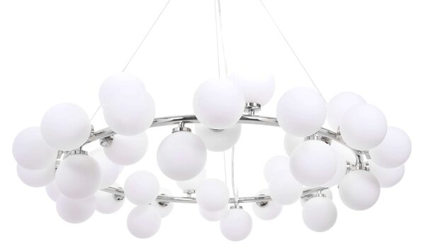 LAMPA WISZĄCA NOWOCZESNA CHROMOWANA BIAŁE KULE MARSIADA 40