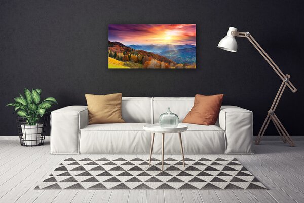Obraz canvas Promienie Słońca w Górach