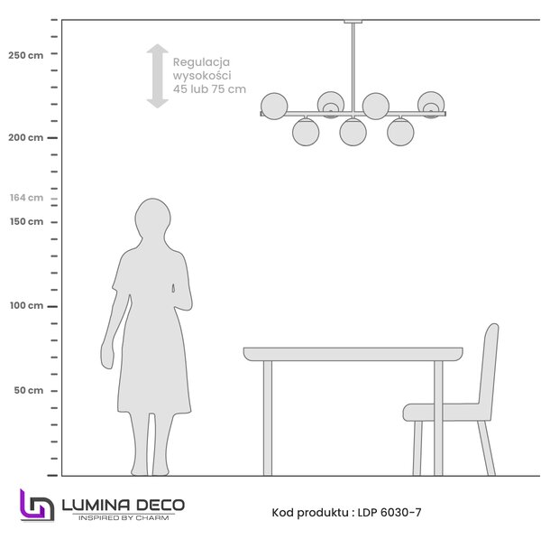 LAMPA WISZĄCA SUFITOWA NOWOCZESNA CZARNA FREDICA W7 LUMINA DECO