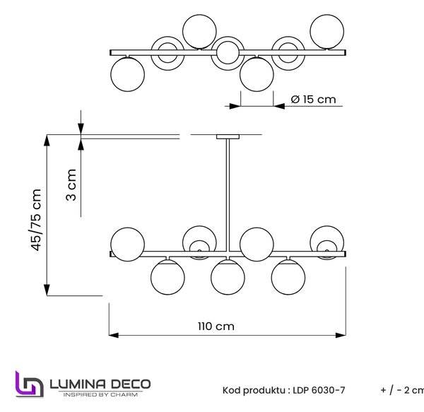 LAMPA WISZĄCA SUFITOWA NOWOCZESNA CZARNA FREDICA W7 LUMINA DECO