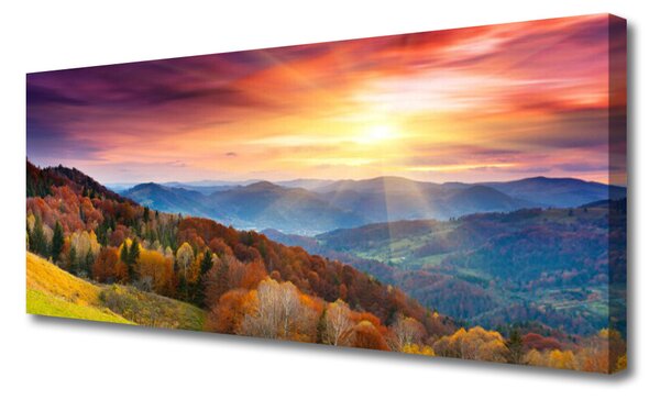 Obraz canvas Promienie Słońca w Górach