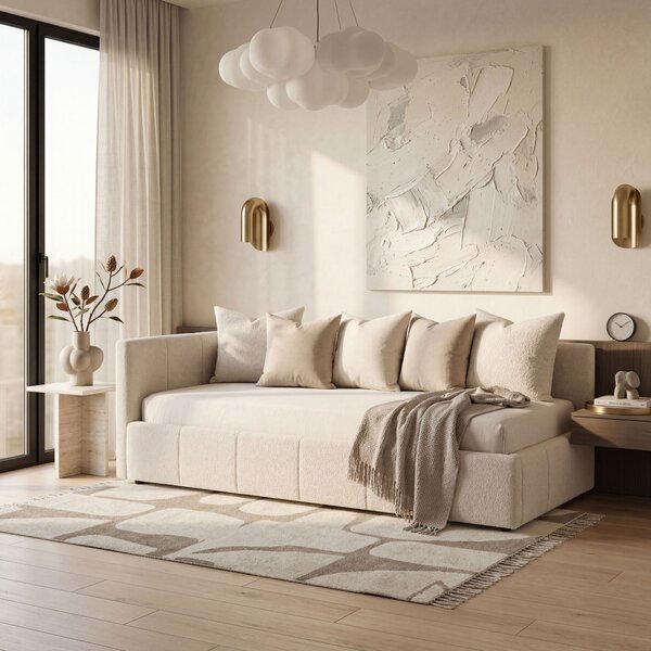 MebleMWM Łóżko tapicerowane z pojemnikiem 5084G-L | 90x200 | Boucle | Beż #8