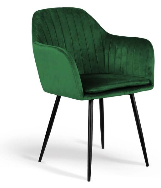 Krzesło z podłokietnikami 8174 / welur zielony, nogi czarne