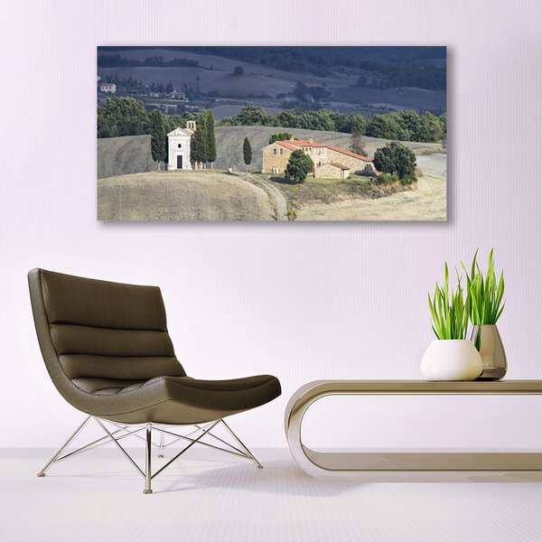 Obraz canvas na ścianę Pejzaż z Drzewami na Łące