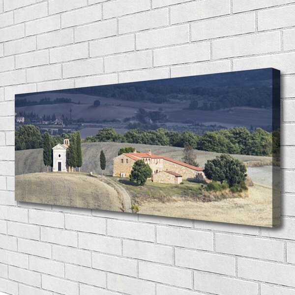 Obraz canvas na ścianę Pejzaż z Drzewami na Łące