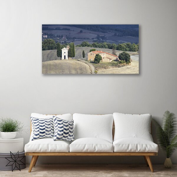 Obraz canvas na ścianę Pejzaż z Drzewami na Łące