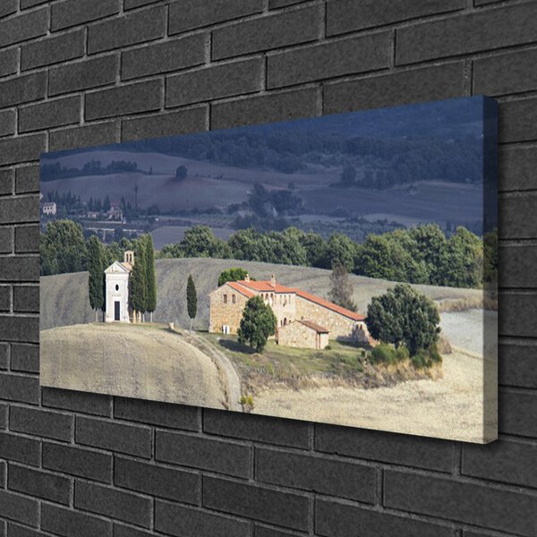 Obraz canvas na ścianę Pejzaż z Drzewami na Łące