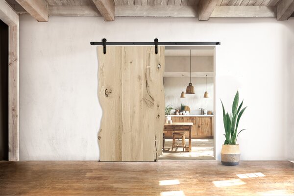Drzwi przesuwne drewniane dębowe jednoskrzydłowe ONE BOARD RUSTIC surowe