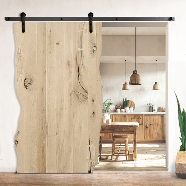 Drzwi przesuwne drewniane dębowe jednoskrzydłowe ONE BOARD RUSTIC surowe