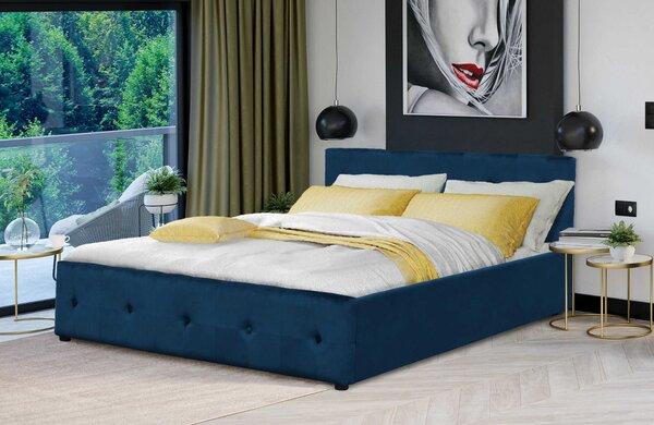 Łóżko 160x200 z materacem - GELA (SFG012A) - welur niebieski
