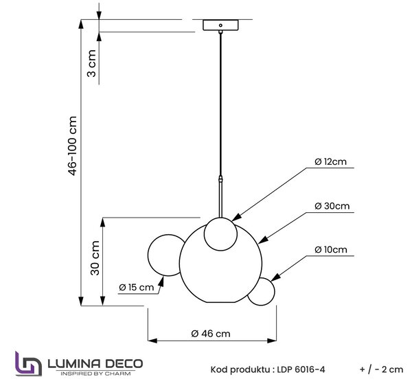 NOWOCZESNA LAMPA WISZĄCA CZARNA NERONI W4 LUMINA DECO