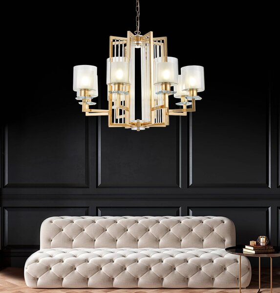 LAMPA WISZĄCA NOWOCZESNA ZŁOTA MANHATTAN W8