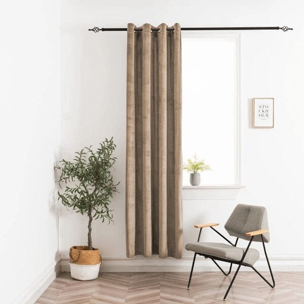 Zasłona zaciemniająca ELVIO VELVET 140x250 cm, beżowa Zawieszanie: Metalowe pierścienie