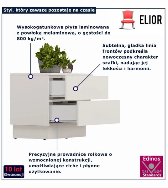 Kaszmirowa szafka nocna z 2 szufladami N6-C63