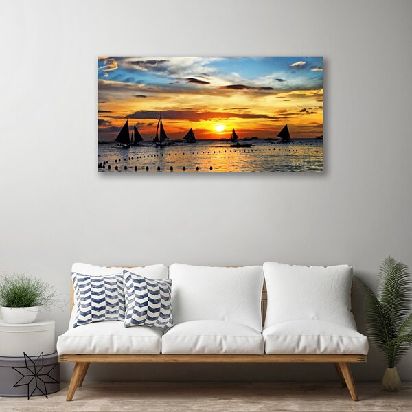 Obraz canvas Łodzie o Zachodzie Słońca