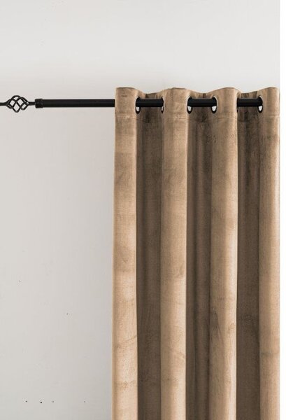 Zasłona zaciemniająca ELVIO VELVET 140x250 cm, beżowa Zawieszanie: Metalowe pierścienie