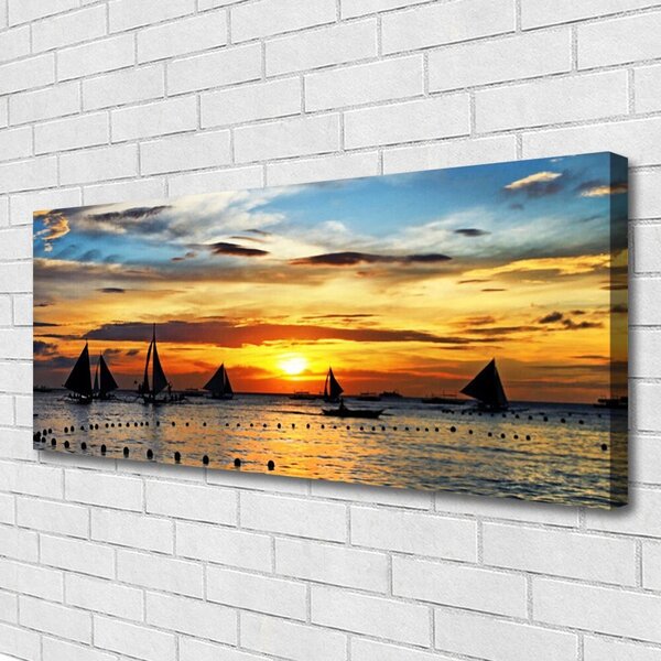 Obraz canvas Łodzie o Zachodzie Słońca