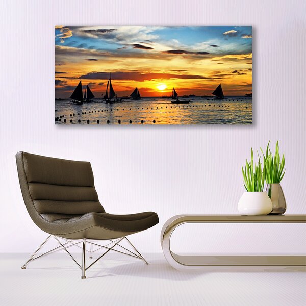 Obraz canvas Łodzie o Zachodzie Słońca