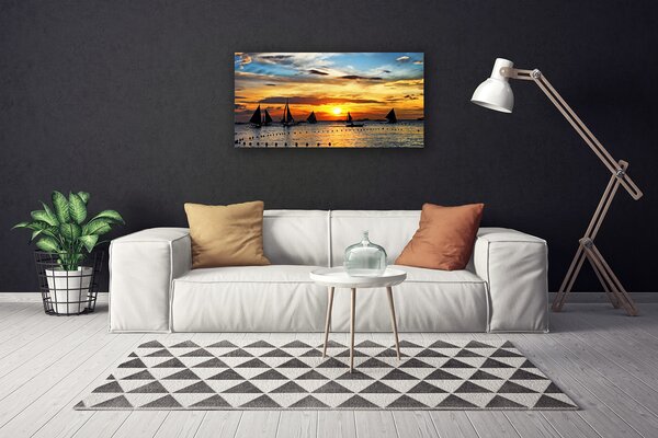 Obraz canvas Łodzie o Zachodzie Słońca